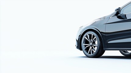 Fototapeta premium A Black Car against a White Background