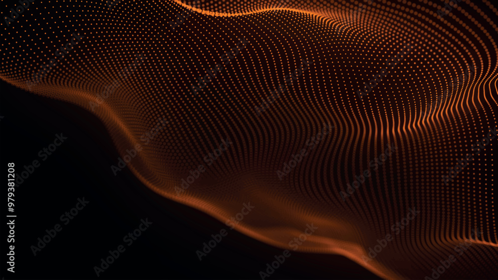 Poster futuristic point wave of particles. visualization of sound waves. technology or science banner. abst
