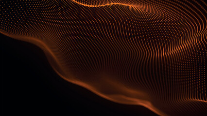 Futuristic point wave of particles. Visualization of sound waves. Technology or science banner. Abstract digital 3D wave. Vector illustration.