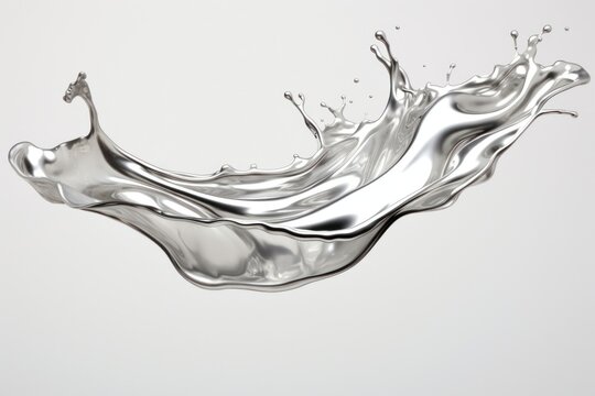 Silver liquid splash abstract art contemporary.