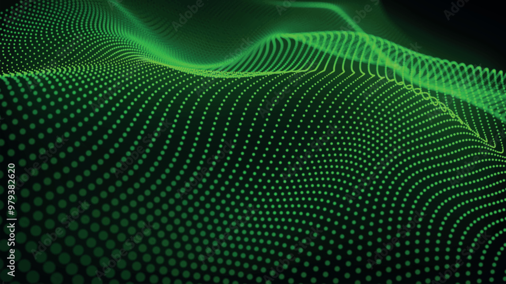 Poster futuristic point wave of particles. visualization of sound waves. technology or science banner. abst