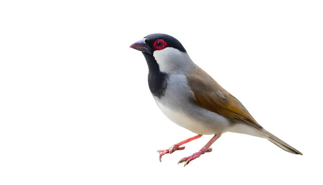 Java sparrow on a isolated on white background. Generative AI.
