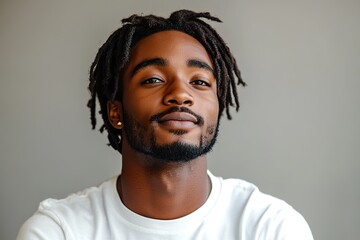 Obraz premium Handsome black Man with Dreadlocks Posing Against Neutral Background