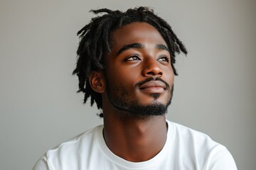 Fototapeta premium Casual Close-Up of Young Male in White T-Shirt