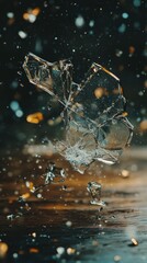 Broken Glass – Shattered Glass Suspended Mid-Air in Slow Motion for Dramatic Effect