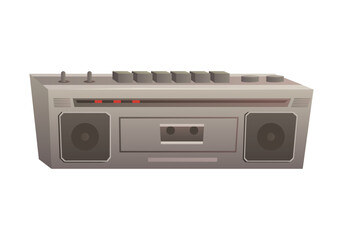 Old stereo tape recorder, retro equipment to listen to music from pawnshop vector illustration