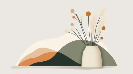 Boho Vase Serenity: Pampas whispers in a minimalist sanctuary, capturing the essence of tranquility in earthy tones.