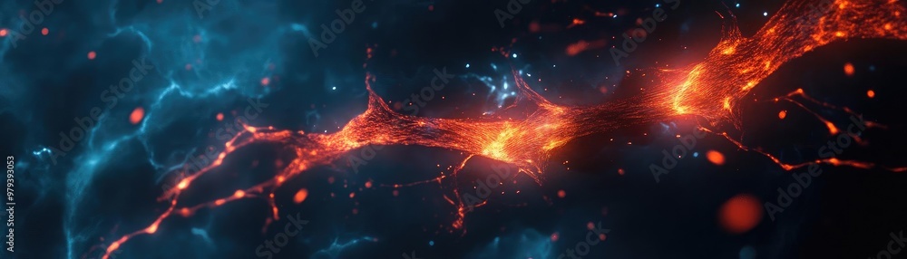 Poster this vibrant abstract image showcases dynamic patterns of light and energy, blending hues of orange 