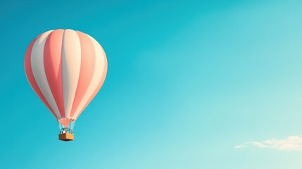 Naklejka premium A hot air balloon flying in the sky with a box attached, AI