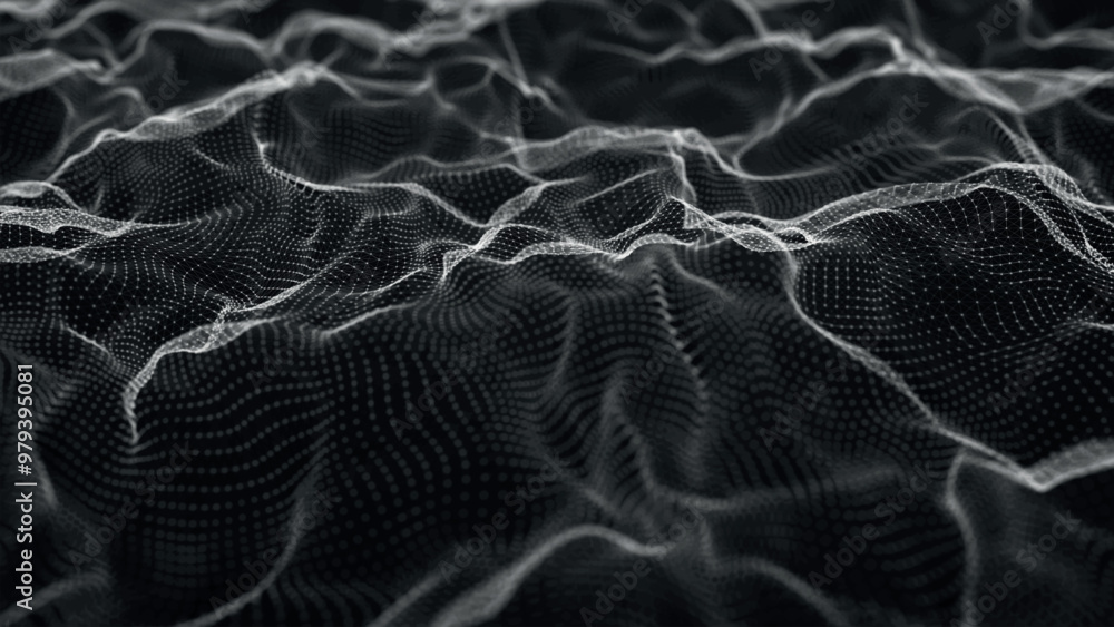 Poster futuristic point wave of particles. visualization of sound waves. technology or science banner. abst