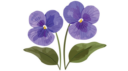 Violet Flower Hand Drawn Illustration in Flat Vector Style