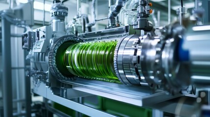 Close-up of an advanced green energy machine in action, highlighting its eco-friendly power generation.