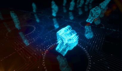 Fight freedom rebelion with fist symbol digital concept 3d illustration