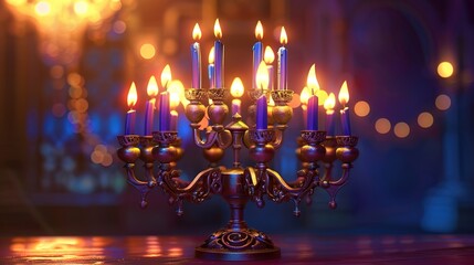 Fototapeta premium Hanukkah menorah candle wallpaper