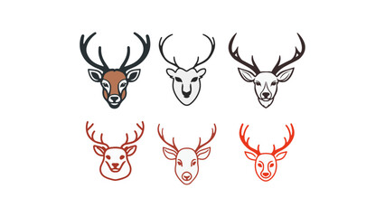 deer head icon, set of deer head signs, set of beautiful deer head vector illustrations