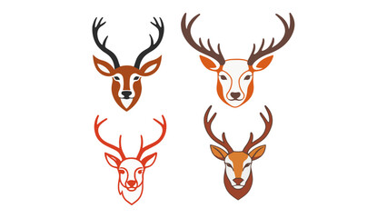 set of deer head illustrations, set of reindeer illustrations, set of deer heads with beautiful antlers © Giorgi