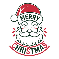 Santa Face with Merry Christmas