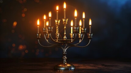 Fototapeta premium Hanukkah menorah candle wallpaper