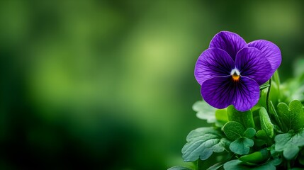 A violet flower, its delicate purple petals vividly rendered in a macro shot, with a soft green background enhancing its natural beauty