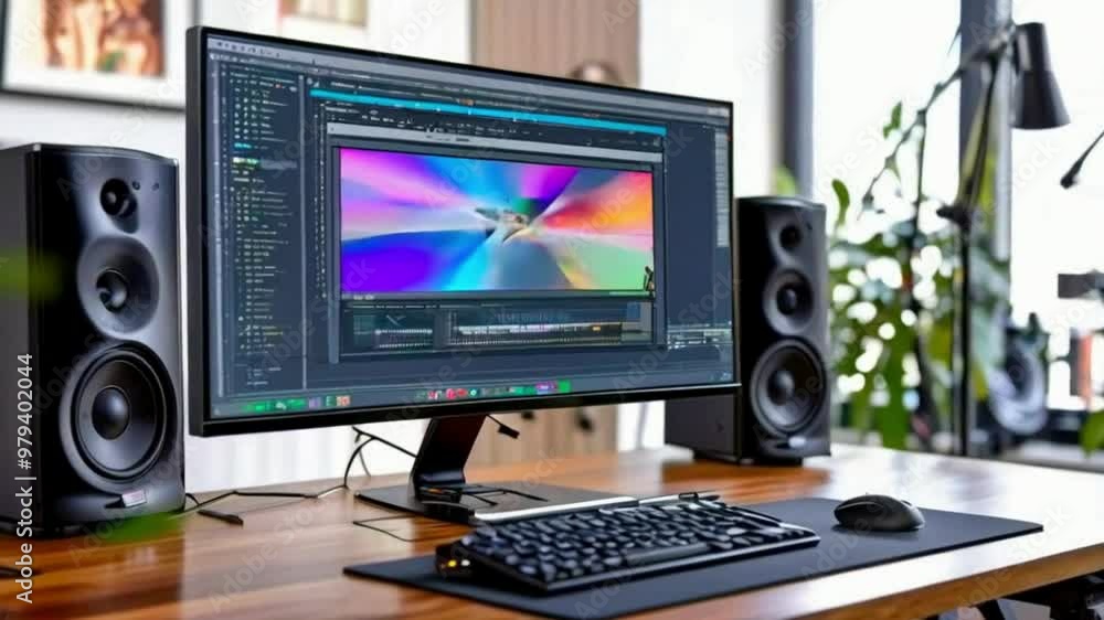 Poster computer monitor and keyboard