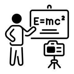 Physics lecture icon in linear style