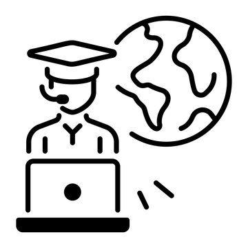 online learning student globe laptop black clip art preview
