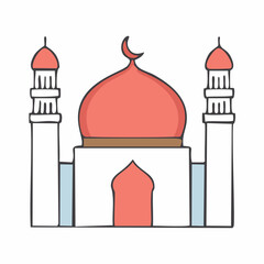 Mosque icon in flat style. Vector illustration on white background.