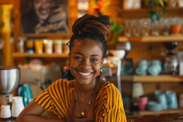 Fototapeta premium Portrait of a smiling young female small business owner