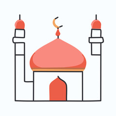 Mosque icon. Vector illustration in flat style. Ramadan Kareem