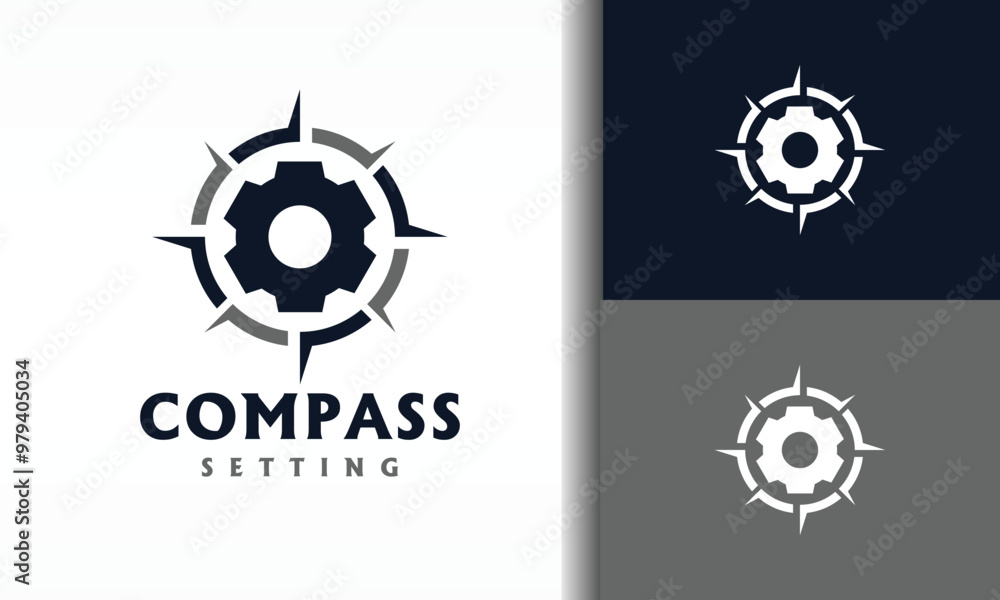 Poster gear direction compass logo