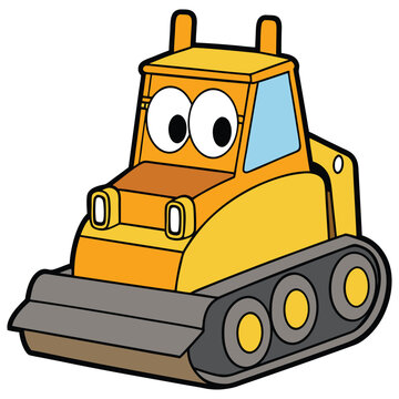 recommend clip art: Bulldozer cartoon illustration