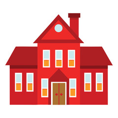 Illustration of red big house isolated on white