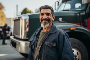 Smiling portrait of a middle aged male truck driver