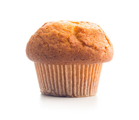 Sweet muffin cakes isolated on white background.