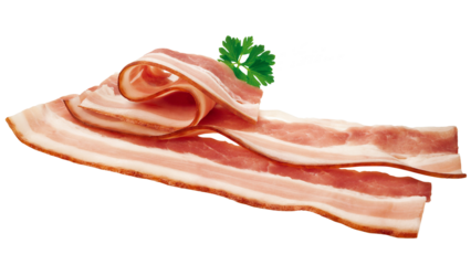fatias de bacon defumado isolado em fundo transparente
