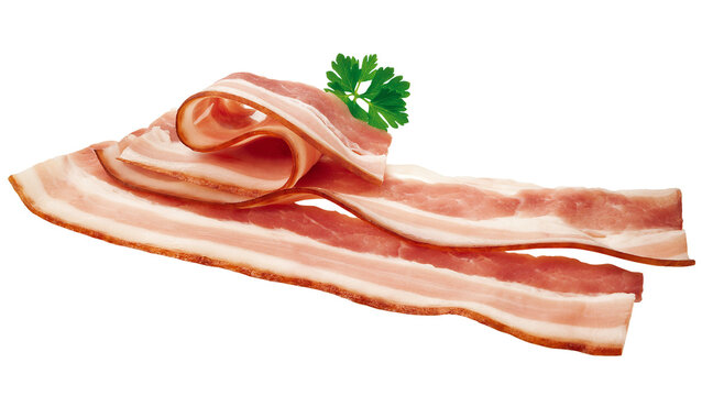 fatias de bacon defumado isolado em fundo transparente
