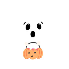 Spooky holding pumpkin