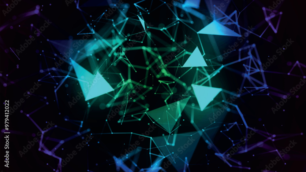 Poster abstract background with connecting dots and lines. network connection structure. plexus effect. 3d 
