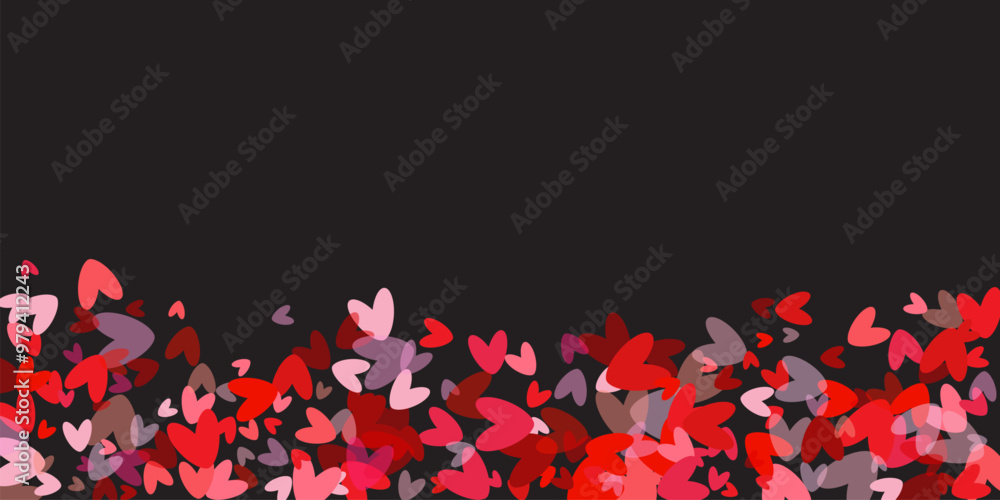 Canvas Prints Red hearts on a white background greeting card for Valentine's day. Vector illustration Heart confetti of Valentines petals falling on transparent background.