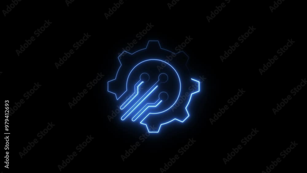 Poster digital gear with circuit lines icon animation. creative concept of business automation,
