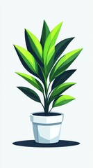 Minimalist Geometric Illustration of a Stylish Houseplant in a Modern Pot Featuring Sharp Angles and Clean Forms for Contemporary Interior Design Aesthetics