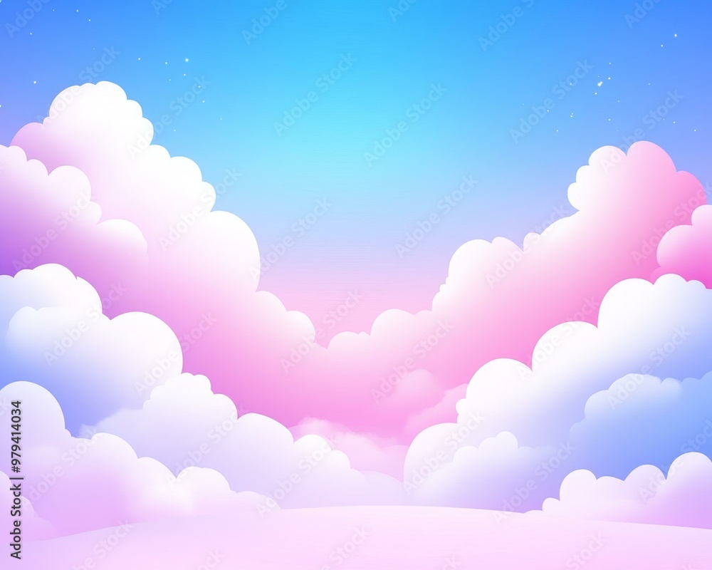Poster serene gradient sky a tranquil blend of soft overlapping colors for a calming atmosphere in naturein