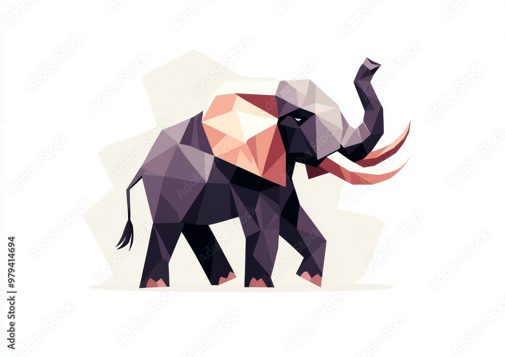 Poster stunning geometric elephant artwork featuring smooth angular lines and elegant gradients for modern 