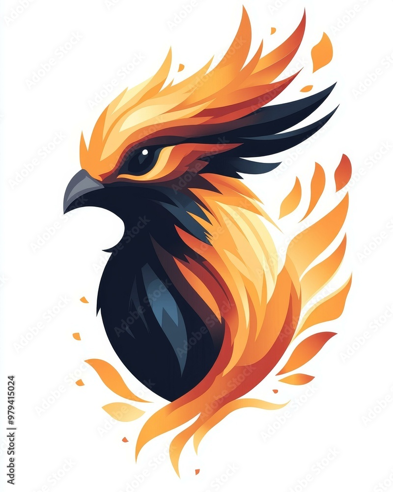 Poster vibrant abstract bird design featuring angular lines and bold contrasting colors for modern art and 