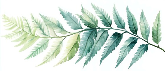 Fototapeta premium CloseUp of a Muted Fern Frond in Soft Watercolor Washes Showcasing Delicate Details and Subtle Textures for Nature Lovers and Art Enthusiasts