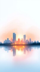 Fototapeta premium Dreamy Impressionist Urban Skyline at Dusk with Soft Blurry Brushstrokes and Glowing City Lights Creating a Magical Atmosphere