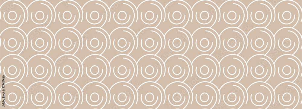 Poster neutrals color art abstract seamless pattern. beige pastel boho style endless circle strokes print. 
