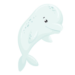 Vector drawing of a cute cartoon fur seal isolated on a white background. Illustration of ocean polar animals. Cute seal in flat cartoon style