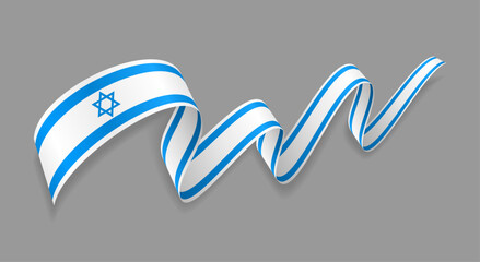Israeli flag wavy abstract background. Vector illustration.