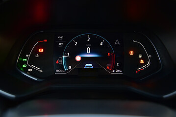 Digital instrument panel in a modern car